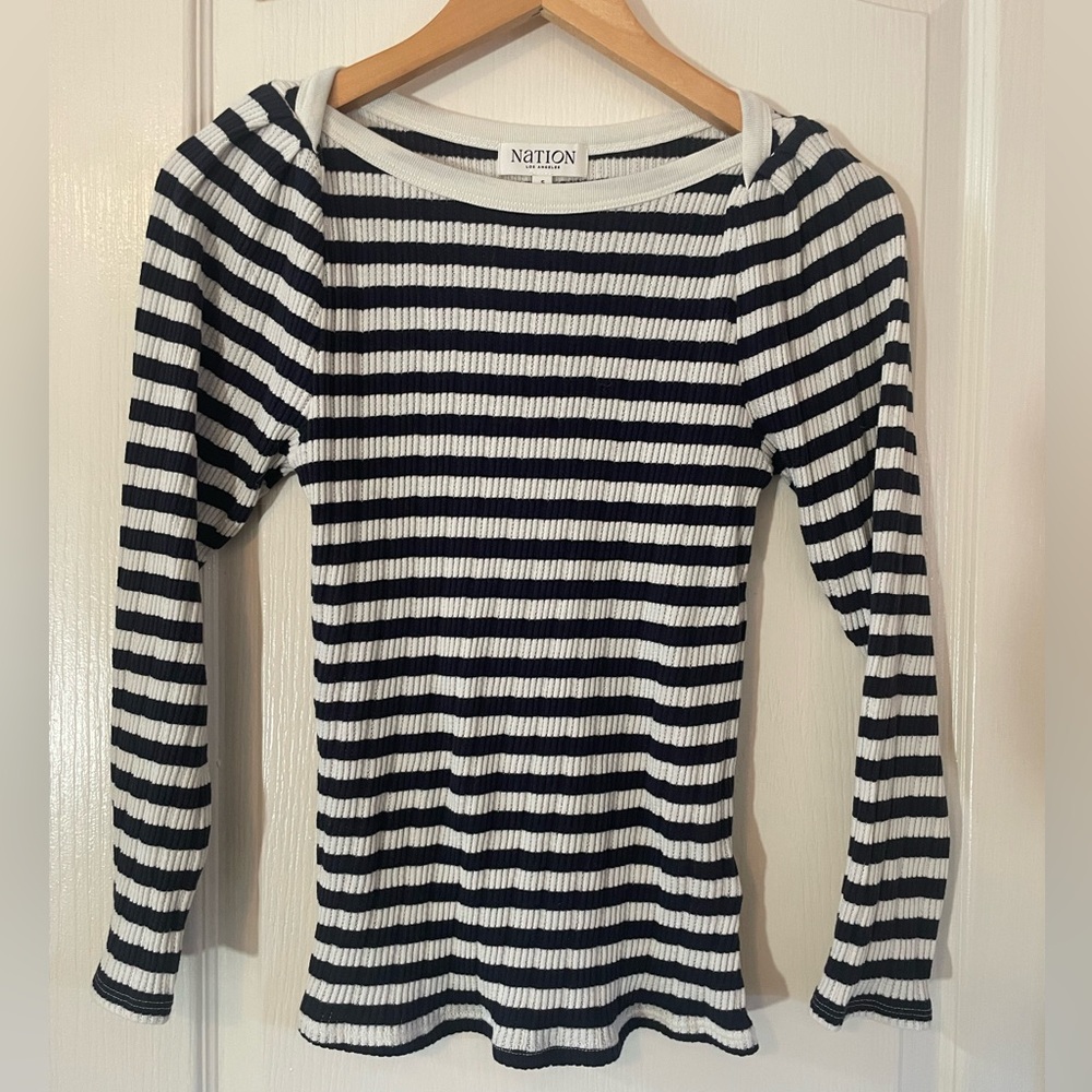 Seersucker 3/4 Sleeve Top